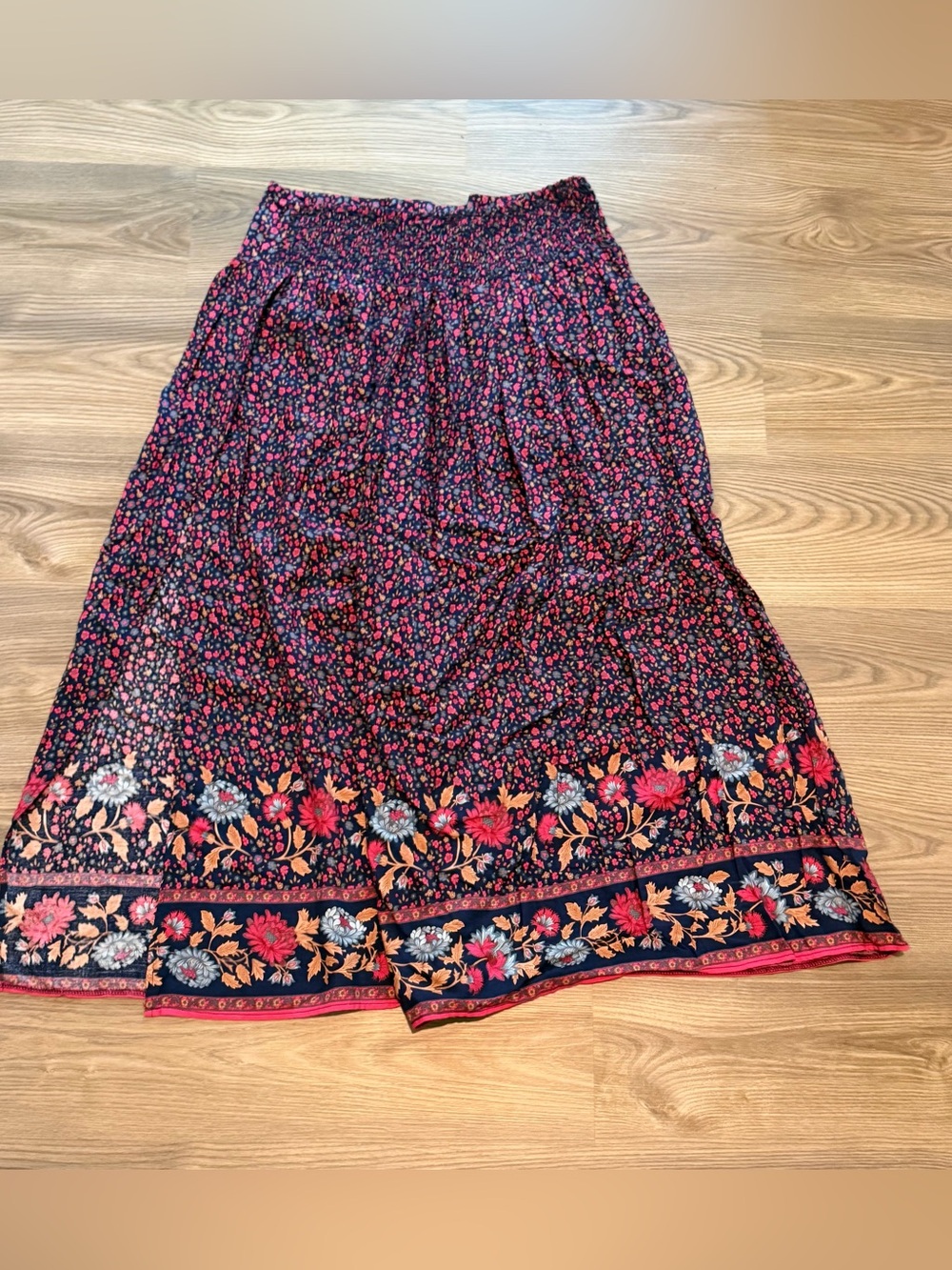 Natural Life Maxi Skirt Side Slit Smocked Back Boho Cottagecore Prairie size XL - Picture 2 of 7
